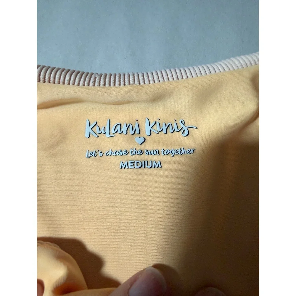 Kulani Kinis Mango Ribbed Triangle Bikini Set High Cut‎ Cheeky Medium Womens